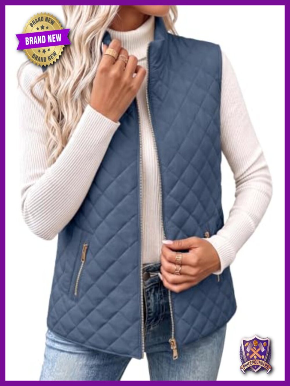 Quilted Puffer Vest Zip Up Lightweight Sleeveless Jacket